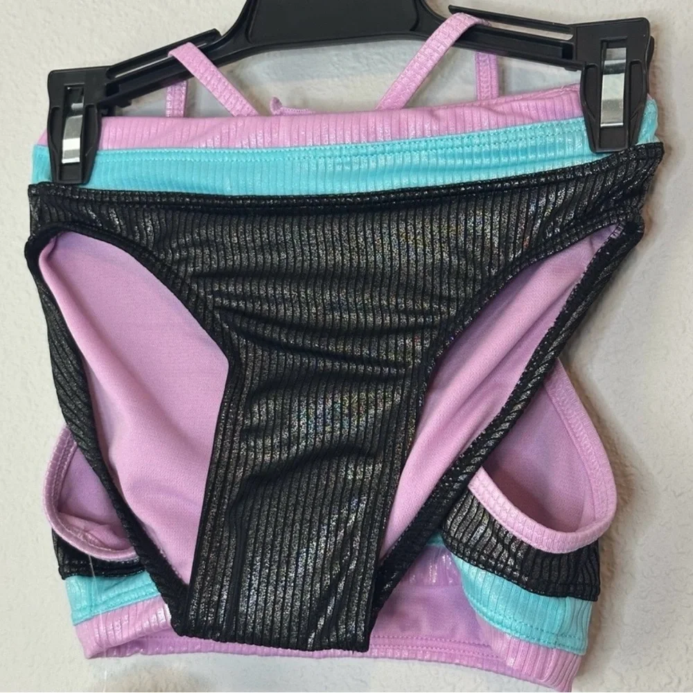 Thereabouts Girls Black Blue Orchid 2 Piece Bikini NWT Size XXS 4/5